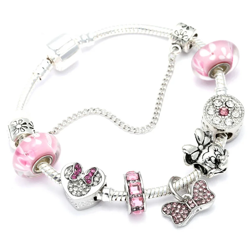 Us 3 27 Animal Mickey Charm Bracelets Bangles Women Jewelry Minnie Pink Bow Knot Pendant Brand Bracelet Diy Handmade For Gift In Us 3 27 Animal Mickey Charm Bracelets Bangles Women Jewelry Minnie Pink Bow Knot Pendant Brand Bracelet Diy Handmade For Gift In