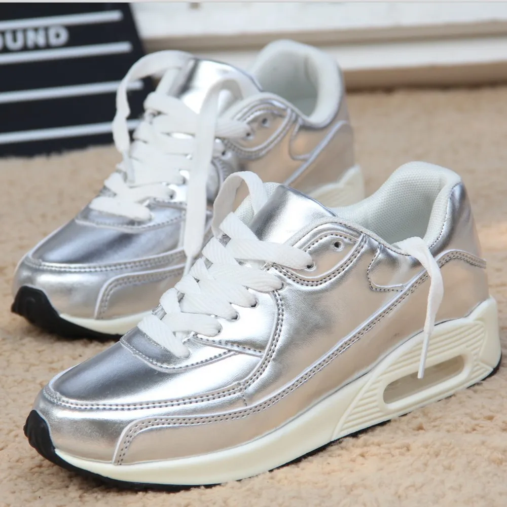 silver sports shoes