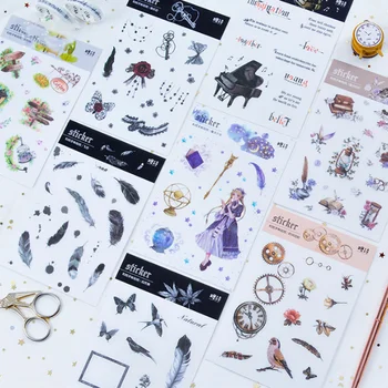 

1 Pcs/set Lovely Vintage Gothic Poems Feather Retro memory Magic girl Decorative Sticker DIY Scrapbooking photo Sticker