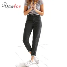 Новые Джинсы бойфренда с высокой талией женские черные настоящие джинсовые брюки мама джинсы Femme для женщин джинсы