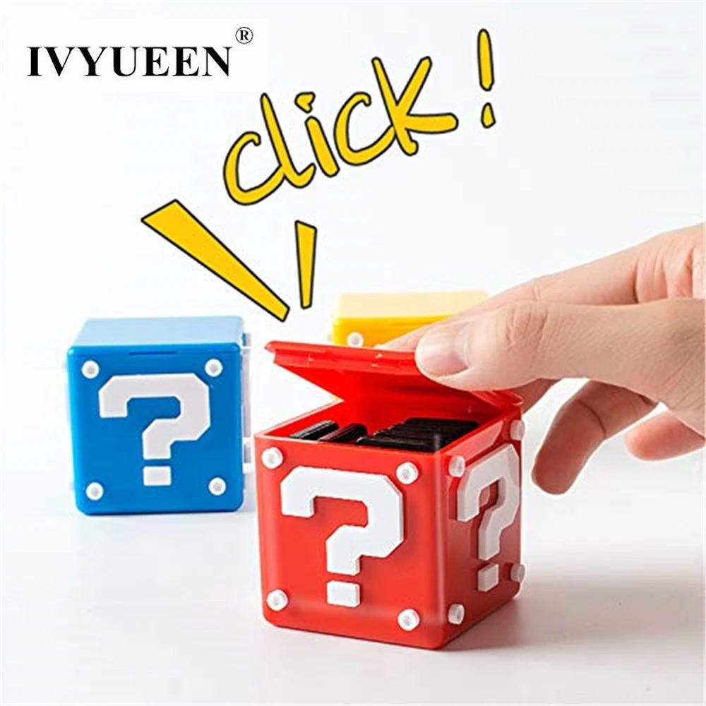 

IVYUEEN Game Card Case for Nintend Switch Controller Portable Storage TF Card Box Holder Protector Cube-Yellow/Red/Blue