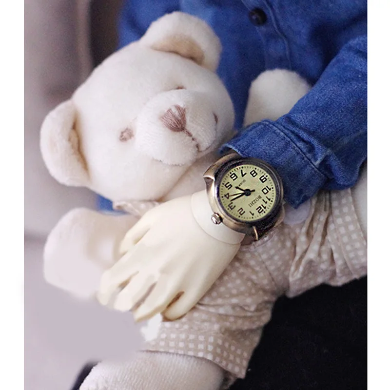 Винтаж корицы Бронзовый часы для 1/3 BJD Куклы и SD трава серебряные группа стороны