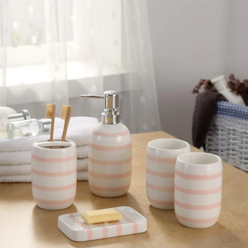 Online Get Cheap Pink Bath Accessories -Aliexpress.com Alibaba Group Simple Pink Ceramic Bath Room Products Striped Dispenser Bottle Dish Toothbrush Holder Bathroom Accessories Sets High - Online Get Cheap Pink Bath Accessories -Aliexpress.com Alibaba Group