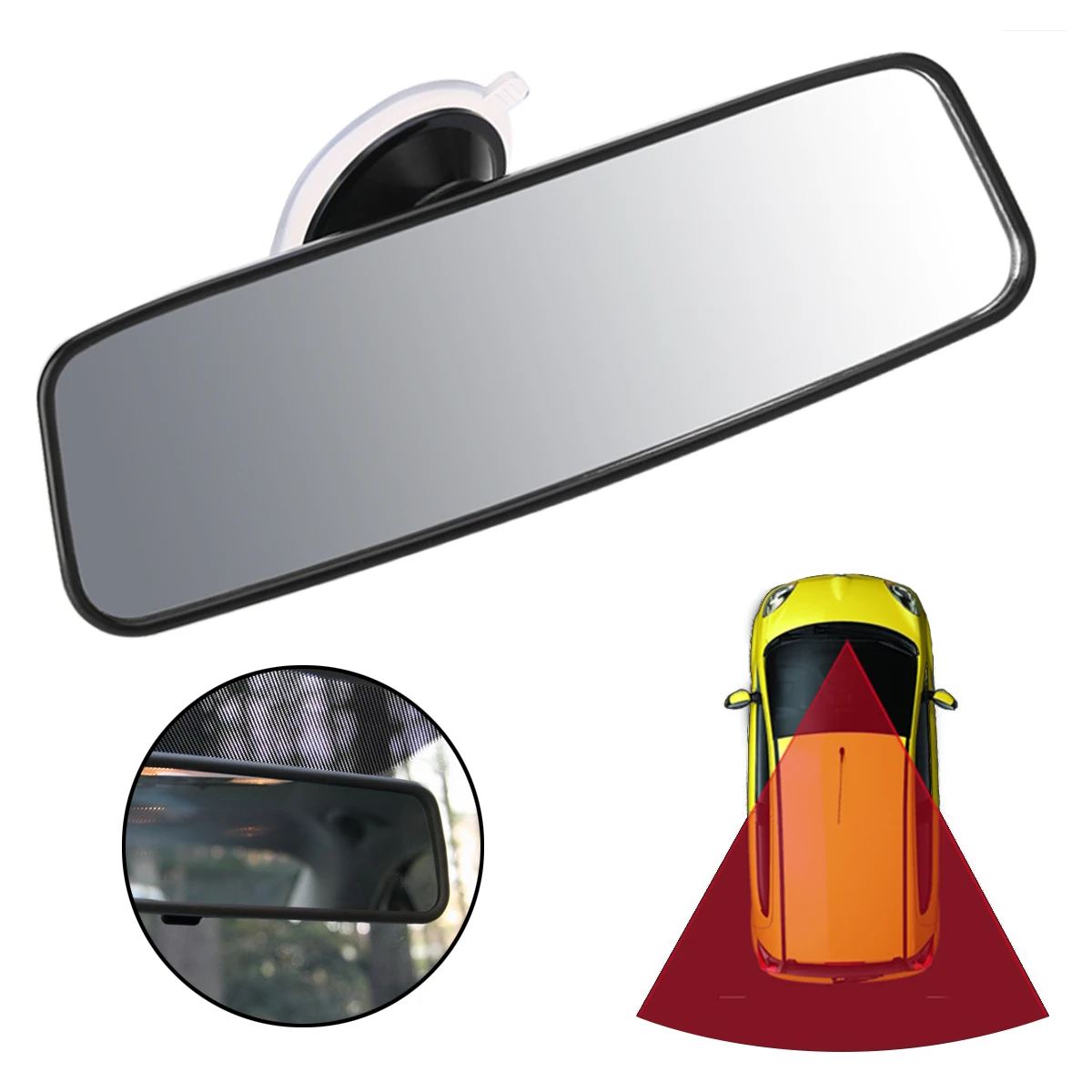 1pcs 20 x 6cm Interior Rear View Mirror Car Truck Wide Flat Interior Rear View Rearview Mirror with Suction Cup