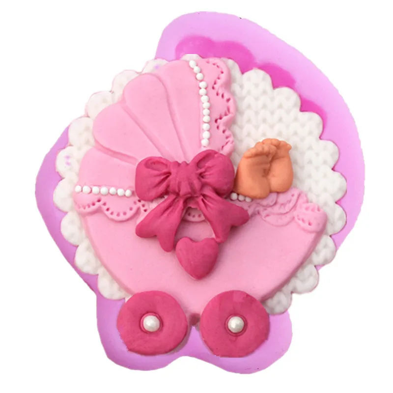 

Sugar Craft Baby Car Carriage Silicone Mold Bow Tie Fondant Mold Cake Decorating Tools Chocolate Mold