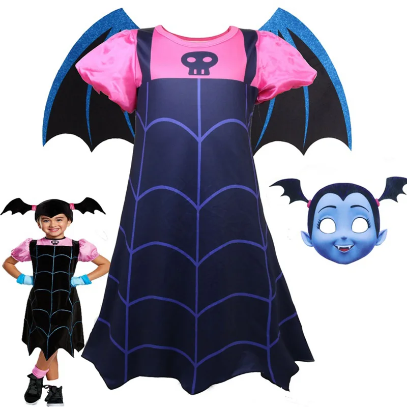 2018 Новый Vampirina Костюмы для косплея для девочек Детские Фантазии Хеллоуин вампира платье на костюмированную вечеринку уличная одежда