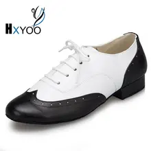 HXYOO новая модель черный белый смешанные цвета мужские туфли для латинских танцев бальные туфли Сальса Танго L147