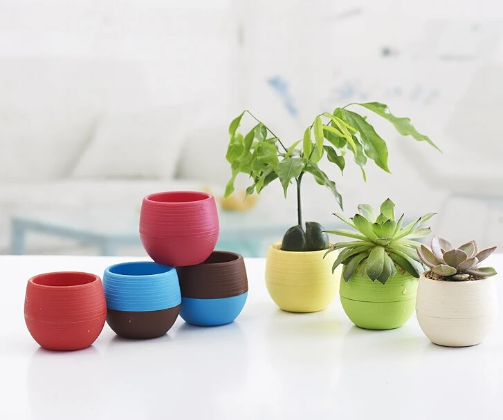 Flowerpot di plastica rotondo Sandy rotondo a colori Mocca