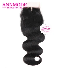 Annmode Brazilian Body Wave Lace Closure Middle Part 4×4 Human Hair Swiss Lace A Piece Free Shipping Non-remy Hair Bundles