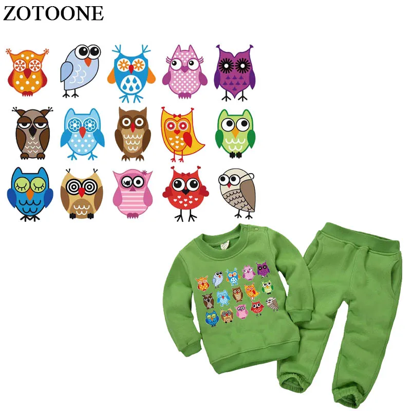 

Lovely Cartoon Owl Birds Cloth Patches Stickers Kids Household Iron-on Patch Transfers DIY Decoration Appliqued for Baby's Dress