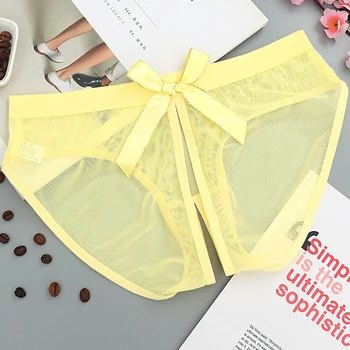 

L'bellagiovanna crotchless Underwear women sexy panties seethrough bow Briefs Female Mesh intimates Charmming Low bragas 5007n