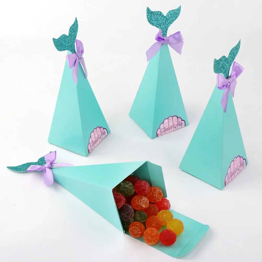 OurWarm 10 шт Новое поступление синий хвост русалки конфетные коробки свадебные маленькие подарочные коробки Русалочка тематические праздничные детские сумки для конфет на день рождения