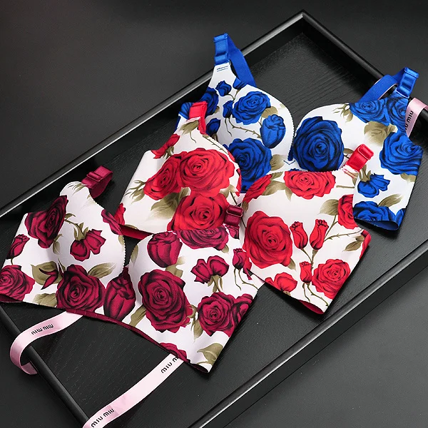 

Hot sale Brand Underwear Rose Women Bra Set Female Sexy Seamless Bra And Panty Set Plus Size Fashion Push Up Bra Lingerie