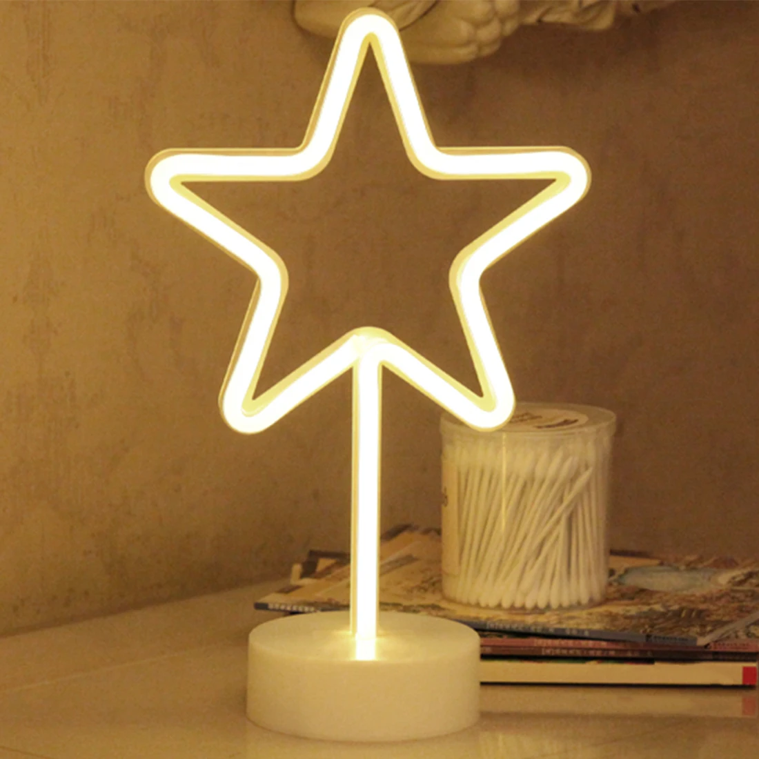 

LED Neon Night Light Desk Lamp Star Shape Battery Operated for Holiday Light Festival Party Wedding Decor