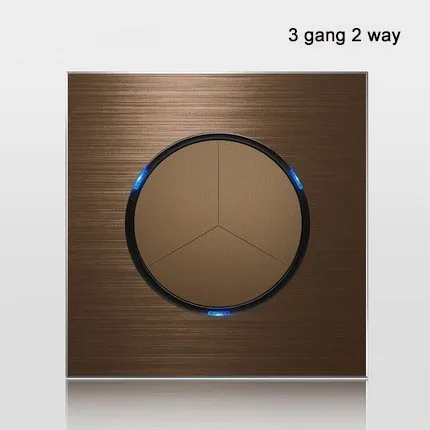 

86 type 3 gang 2 way Coffee aluminum alloy panel Switch socket Five hole Europe Industry Switch France Germany UK socket USB