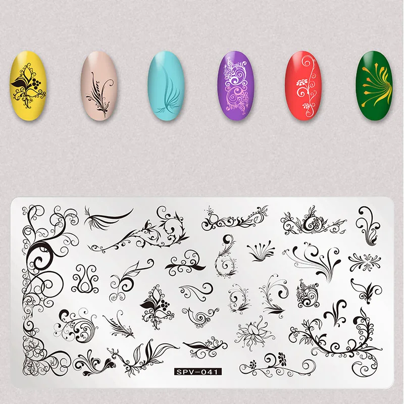 

1pc Nail Stamping Kit Rectangle Stamping Plate Beauty Floral Leaves Bow Nail Art Image Template Manicure Tools