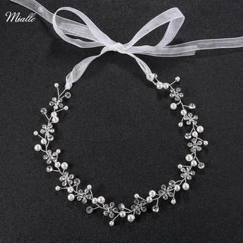 

Miallo Romantic Bridal Wedding Headband Imitation Pearl Flower Bridal Hairband Handmade Hair Jewelry Accessories for Women