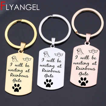 

Fashion Key Holder Engraved Dog Heart Footprint Cute Car Key Tag I wait You High Quality Keychain Dog Loss Souvenir Keyring