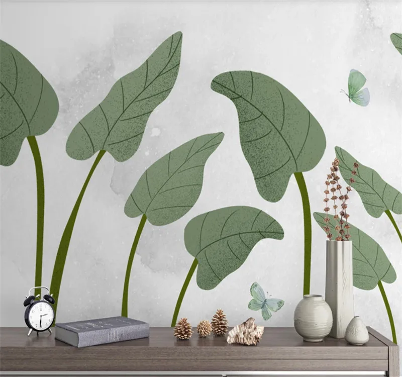 Custom 3d wallpaper Hand painted tropical plants fresh Nordic living room bedroom wall - high-grade waterproof material Custom 3d wallpaper Hand painted tropical plants fresh Nordic living room bedroom wall - high-grade waterproof material