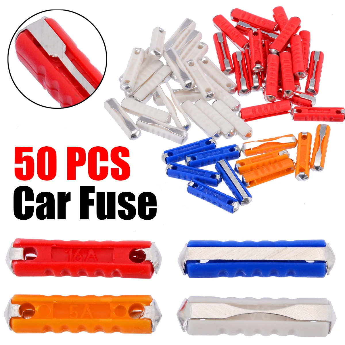 50Pcs 5A 8A 10A 16A 25A Ceramic Continental Car Fuse Set Bullet Classic High Quality Mayitr