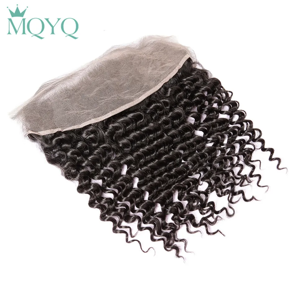 MQYQ Brazilian Deep Wave Lace Frontal Closure Pre Plucked With Baby Hair 13x4 100% Human Closure Ear To Ear Free Part