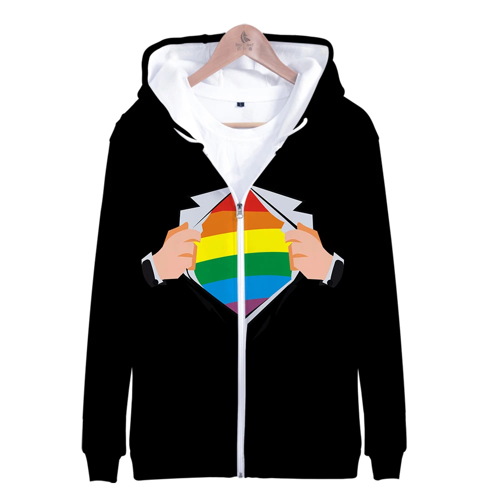 Lgbt Женская куртка с радужным принтом толстовка капюшоном размера d на молнии