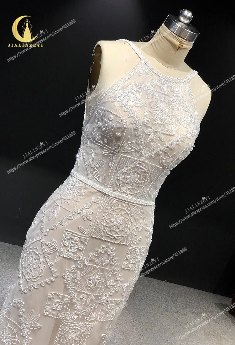 JIALINZEYI реальное изображение роскошный Unde Кристалл бусины сексуальная назад Русалка Свадебные платья Свадебное платье 2019