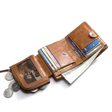 Teemzone-ALL-IN-ONE mit Münzfach Original Design Öl Wachs Leder herren Aus Echtem Leder Billetera Mujer Frauen Geldbörsen J35