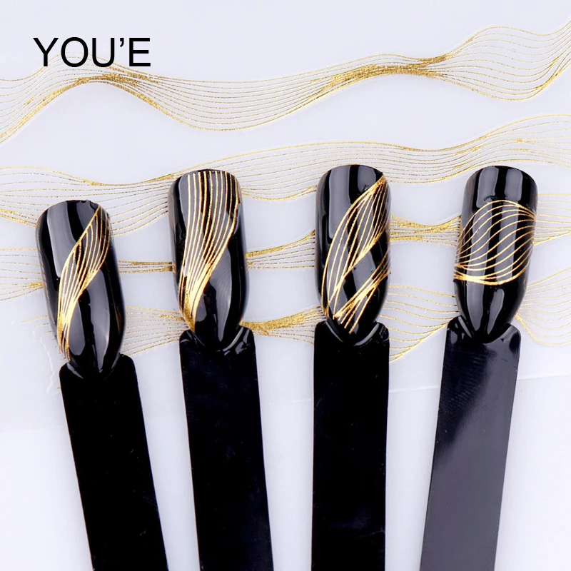 

White Nail Art Sticker Laser Gold Metal Stripe Line Tape Self-Adhesive Transfer Foils Decals 3D DIY Manicure Tips Decoration