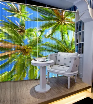 

modern customize window curtains Coconut tree window blackout curtain long curtain for the living room bedroom