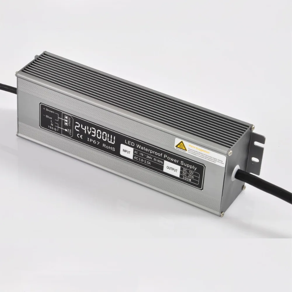 

24V/300W waterproof switch mode Power Supply;IP67 rated;AC170-240V/AC90-130V input;DC24V output