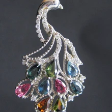 Турмалиновая Подвеска натуральный настоящий турмалин, сапфир, цитрин 925 серебро Феникс стиль 0.5ct* 9 шт драгоценные камни# B19227003