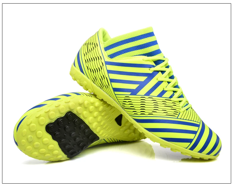 Для мужчин Обувь для футбола Indoor TF футбольные бутсы в полоску футбольные бутсы с носки человек профессиональный спортивная обувь размеры 39–44