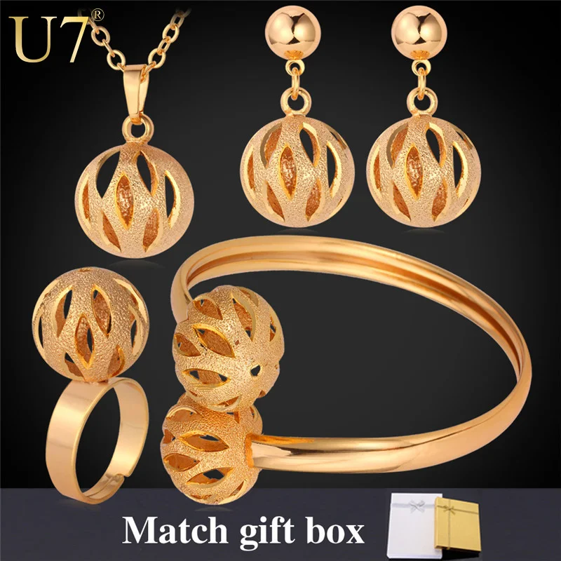 U7 Unique Design Ball Pendant Set Wholesale Gold Plated Trendy Party Bridal Jewelry Sets For Women S579