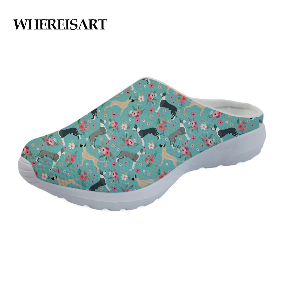 WHEREISART Great Dane/женские уличные тапочки обувь для собаки с цветами нескользящие