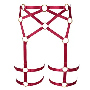 

Red Garter Belt Sexy Body Harness Bra Women Strappy Top Waist Belt Fashion Harajuku Elastic Adjust Lingerie Pink Hand Made Rave