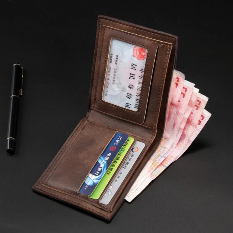 

New men's matte wallet short wallet walletPU leather 2 fold horizontal section square open polyester cotton