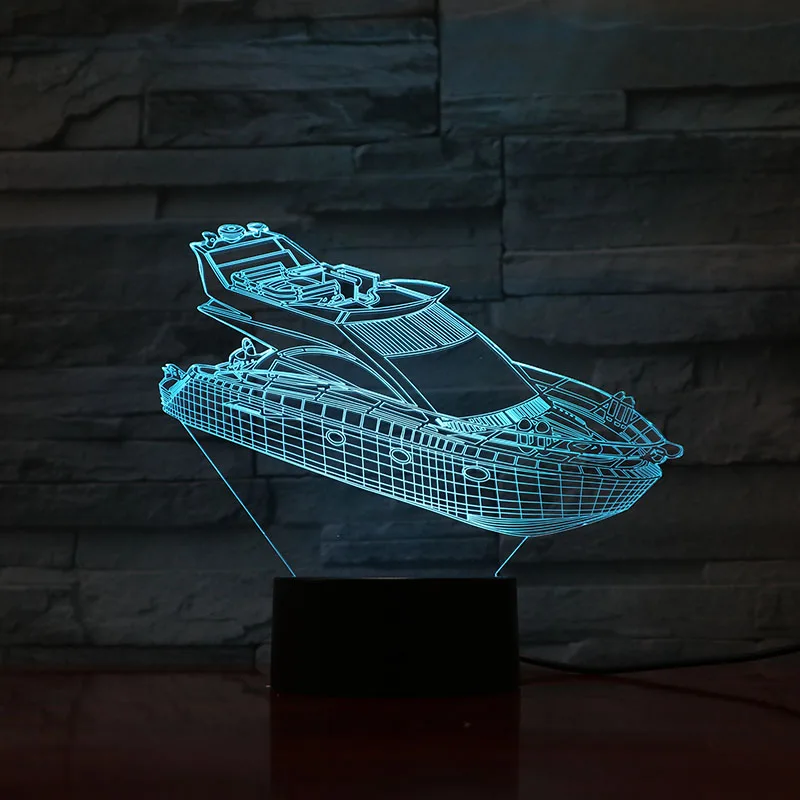 

Table Lamp Bedroom Speedboat LED Night Light Decoration 3D Illusion 7 Color Changing Childrens Kids Baby Nightlight Gifts Neon