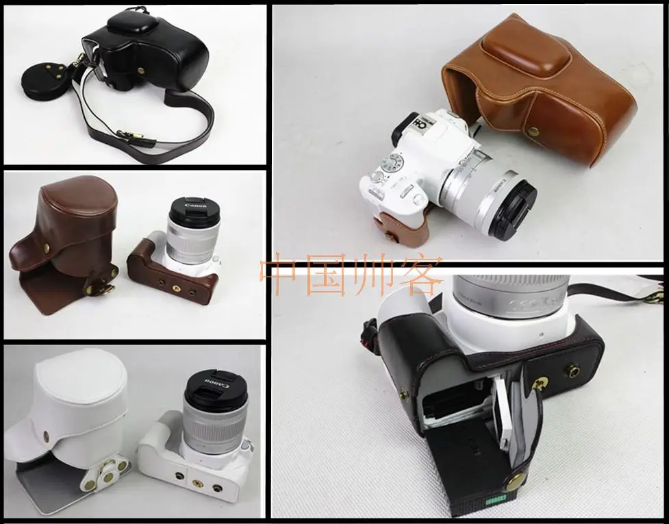 New Luxury PU Leather Camera Case Bag For Canon EOS 200D Cover With Strap Mini Pouch Removable Battery Design | Электроника