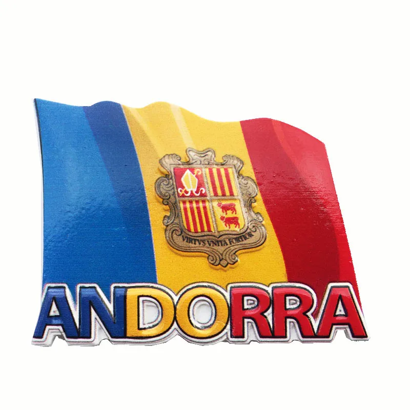 

Lychee Life Europe Andorra Flag Fridge Magnets 3D Refrigerator Magnetic Sticker Home Decoration Travel Souvenirs