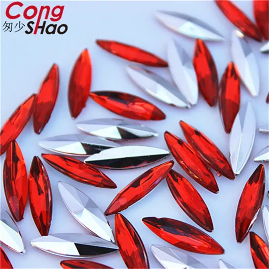 Cong Shao, 500 шт, 4*15 мм, цветные камни с конским глазом и акриловые стразы для самостоятельной отделки, аксессуары для костюма YB285 - Цвет: Red