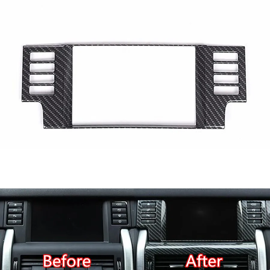 

Carbon Fiber Black ABS Car Navigation GPS Panel Decoration Frame Sequins Styling Sticker For Land Rover Discovery Sport 2015-17
