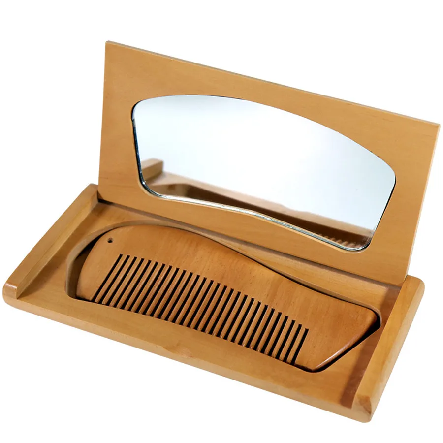 Buy Wood comb Mirror Gift Box Packing Mushu folding