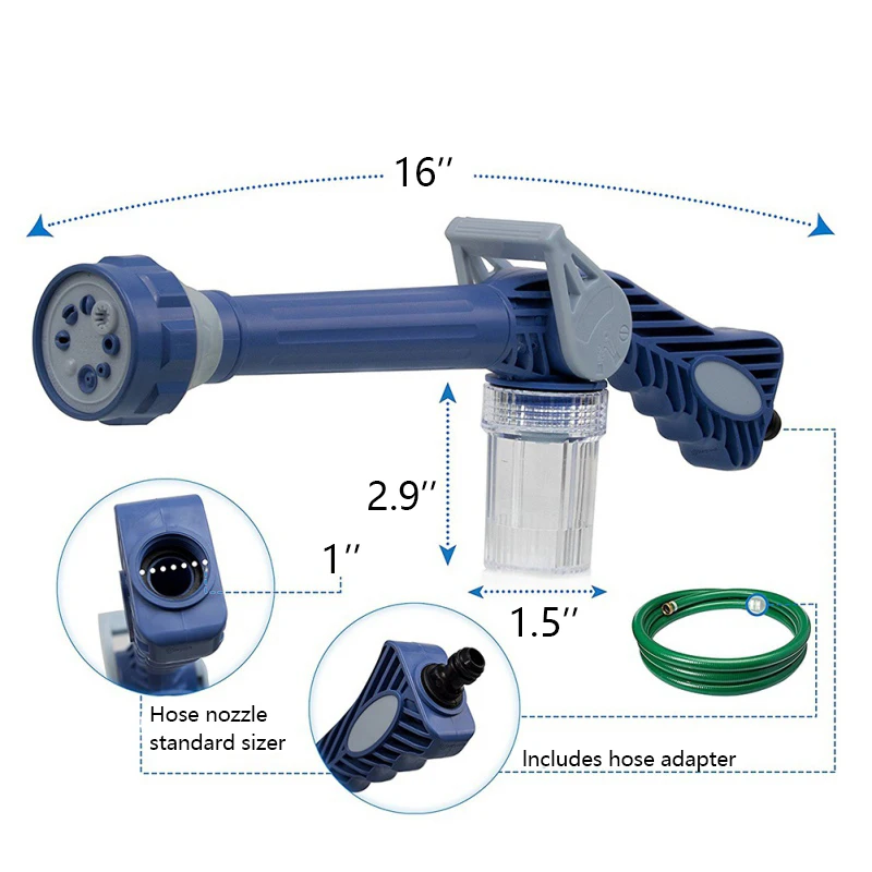 8 в 1 водяной пистолет высокого давления автомобильный садовый пистолет-распылитель моющего средства распылитель пластиковый простой в использовании Ez Jet водяной пистолет турбо опрыскиватель