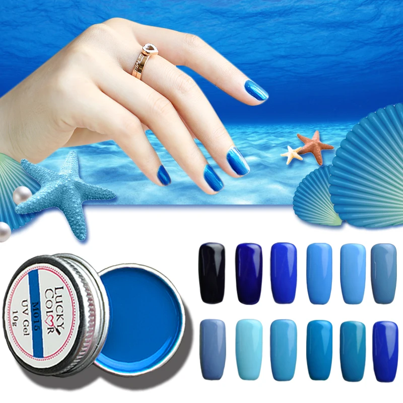 

Charm Blue Serise Gel Varnish With Brush Soak Off LED UV Nail Polish Art Long Lasting Lacquer Manicure Beauty 10g Box