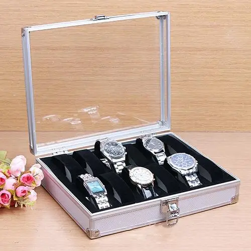 

6/12 Grid Slots Jewelry Wrist Watches Holder Display Storage Box Aluminium Case dropshipping