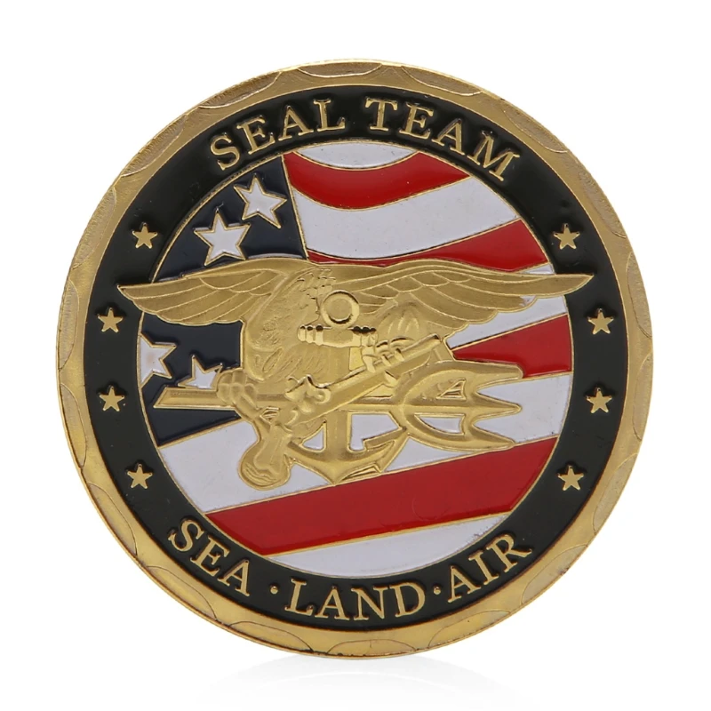 

Children Love Interesting Sea Land Air Seal Team Gold Plated Commemorative Challenge Coin Token Art Gift Drop Shipping Support