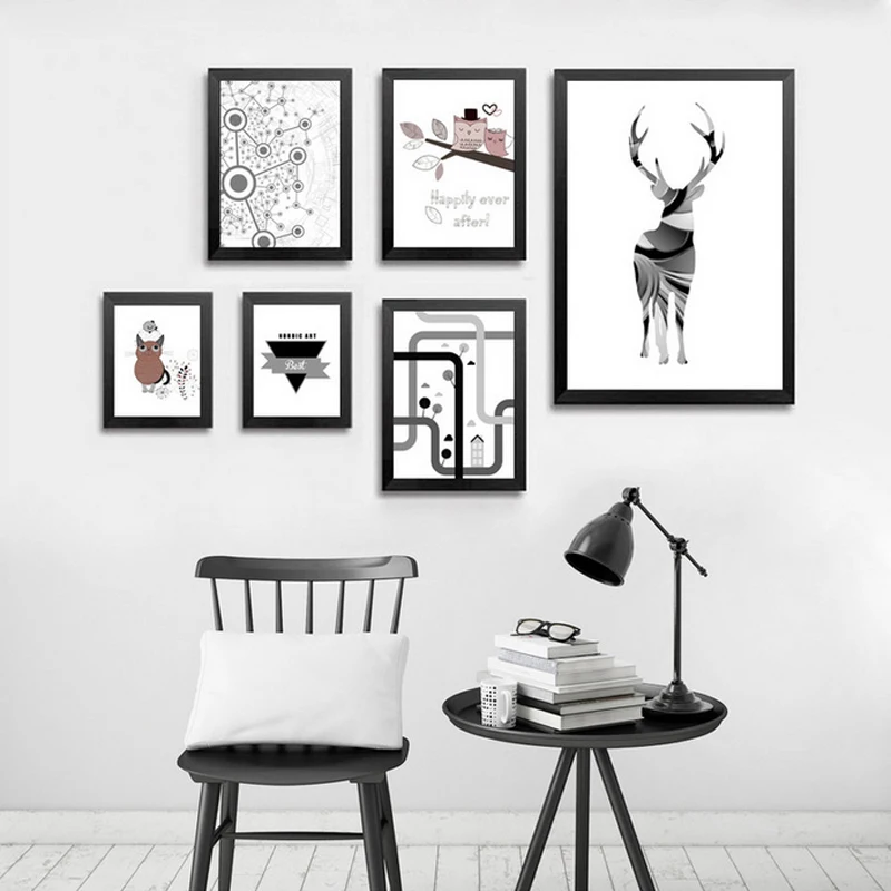 

Nordic Modern Canvas Wall Art Deer Minimalist Scandinavian Printable Posters Wall Pictrues For Living Room Home Decor No Frame