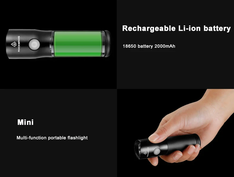 Clearance ROCKBROS Bicycle Light Power Bank Led Waterproof USB Rechargeable Bike Light Side Warning Flashlight 700 Lumen 2000mAh 5 Modes 27