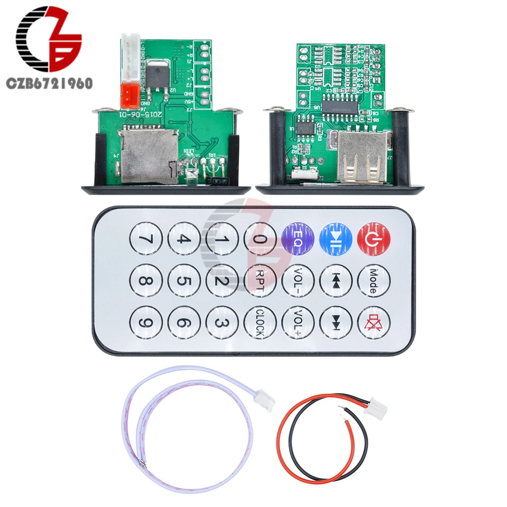 

Mini 5V 12V MP3 Audio Decoding Board 2 Channel Stereo Car MP3 Decoder Support TF Card U Disk FAT16 FAT32 with Remote Controller